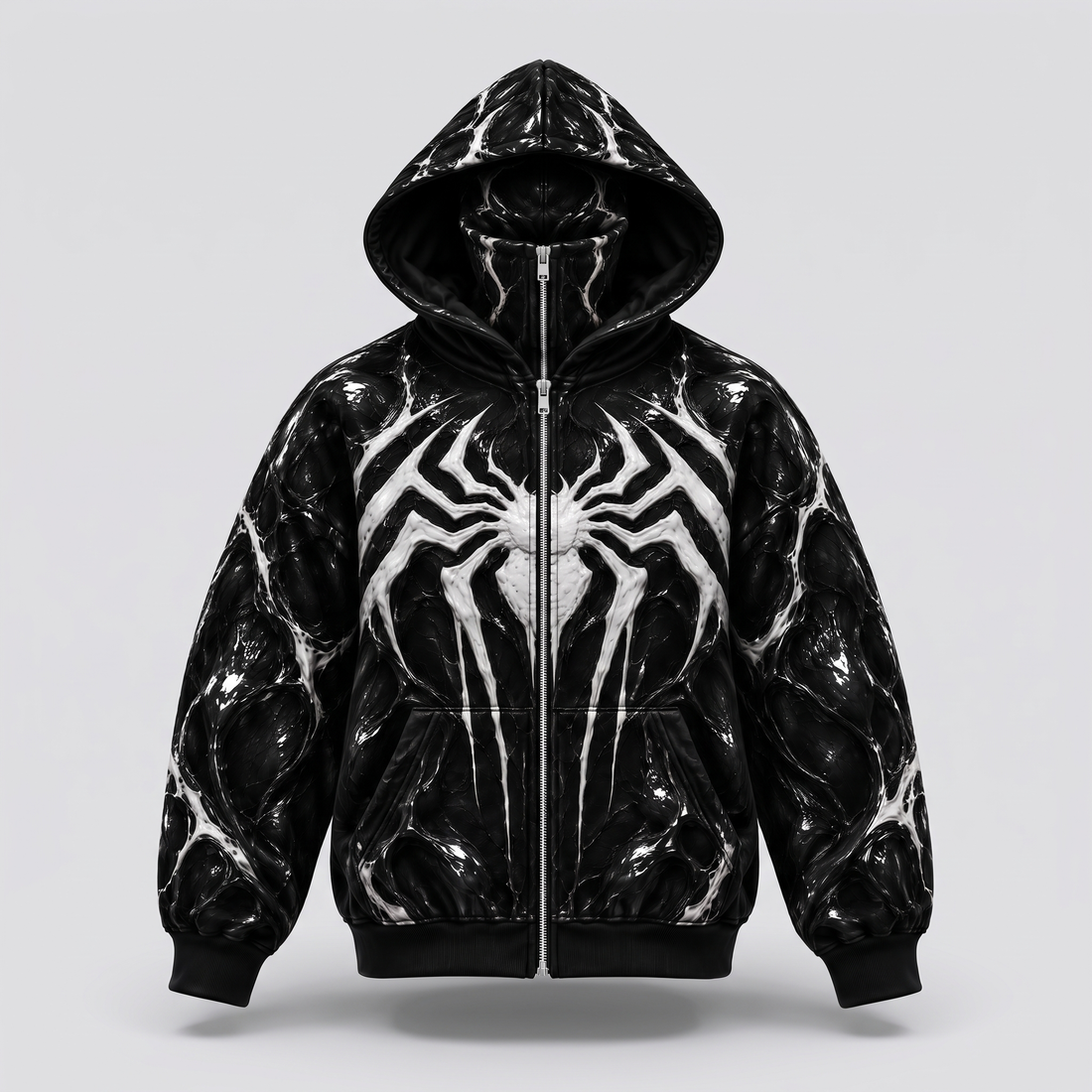 ZIPFACE ski mask zip hoodie in Black Gloss